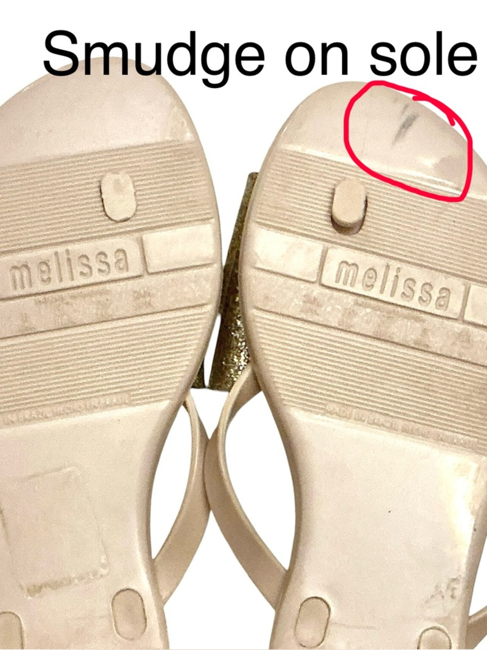 Melissa Harmonic Bow III PVC Gold Glitter Bow Flat Thong Flipflop Sandal Size: 8 - Picture 13 of 15